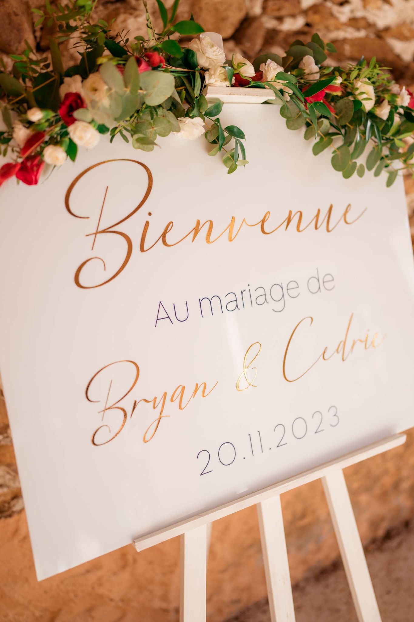 Mariage Night and Gold panneau Bienvenue